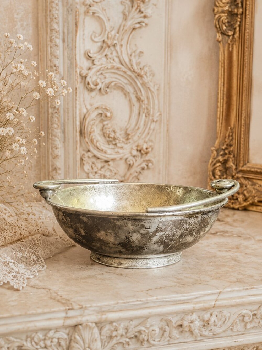 Taxco Silver Plated Bride's Basket Talleres de los Ballesteros